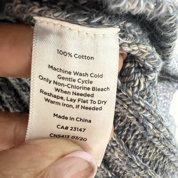 Talbots Chunky Cable Knit Sweater Womens Size XLp Petite Gray Cotton Fisherman - Picture 7 of 12